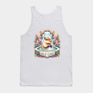 Self-care Capybara Bathing in Hot Spring Tank Top